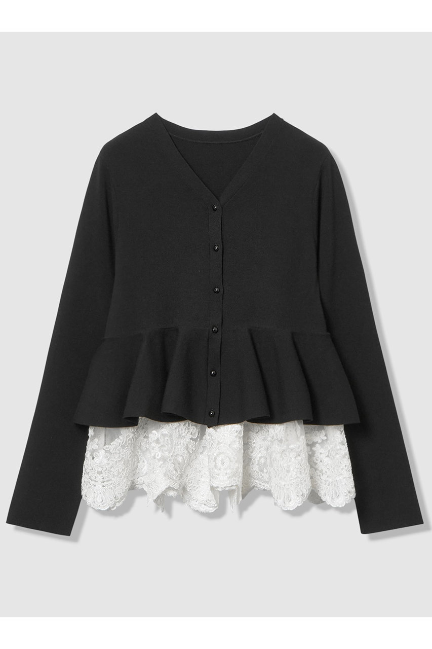 アルアバイル/allurevilleの【予約販売】【LOULOU WILLOUGHBY】レースレイヤーペプラムカーディガン(ブラック/21261016070-95-020)