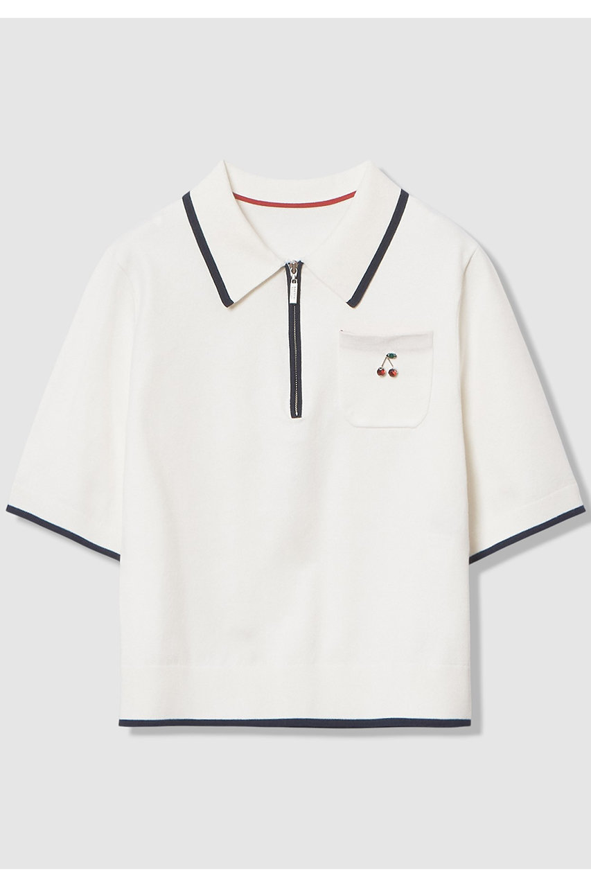 アルアバイル/allurevilleの【LOULOU WILLOUGHBY】CHERRY ビジューポロ(オフホワイト/21261016120-65-020)