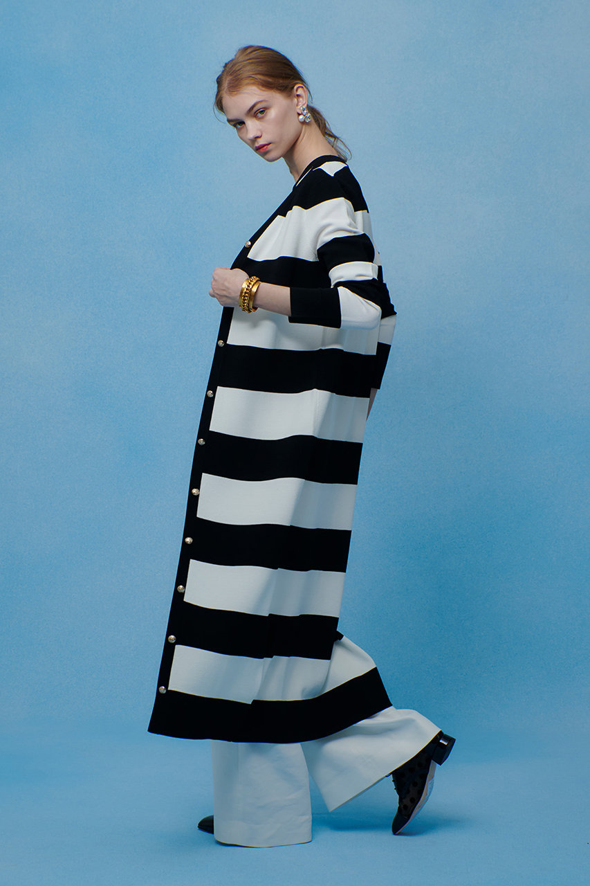 【LOULOU WILLOUGHBY】カノコワイドボーダーカーディガン ワンピース