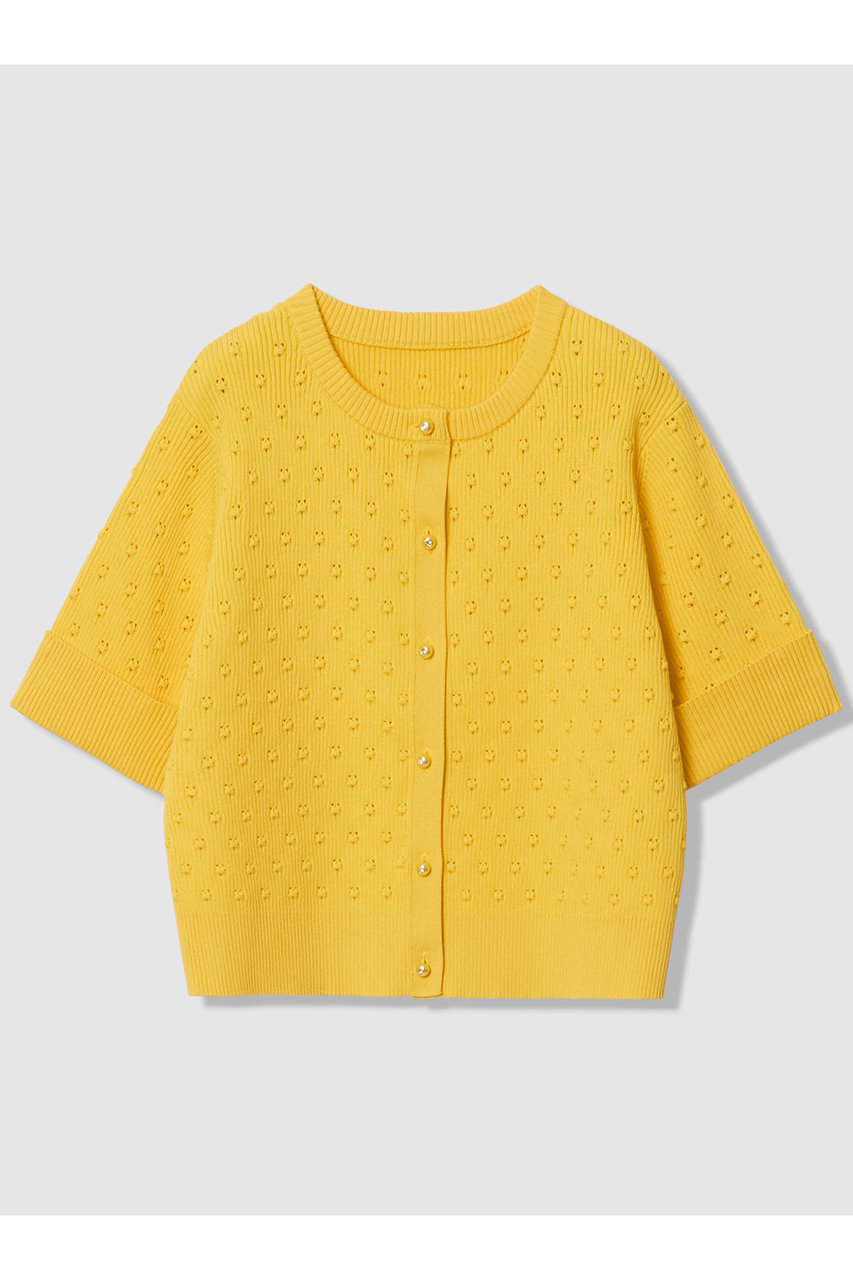 アルアバイル/allurevilleの【LOULOU WILLOUGHBY】アイレット半袖カーディガン(イエロー/21261016210-95-020)