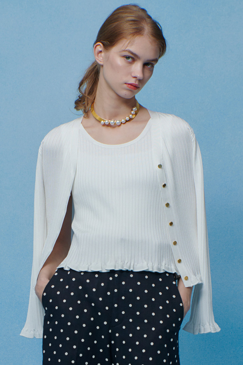 アルアバイル/allurevilleの【予約販売】【LOULOU WILLOUGHBY】ワイドリブヘムフリルカーディガン(ホワイト/21261016230-70-020)