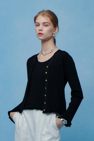 アルアバイル/allurevilleの【予約販売】【LOULOU WILLOUGHBY】ワイドリブヘムフリルカーディガン(110300/110303)