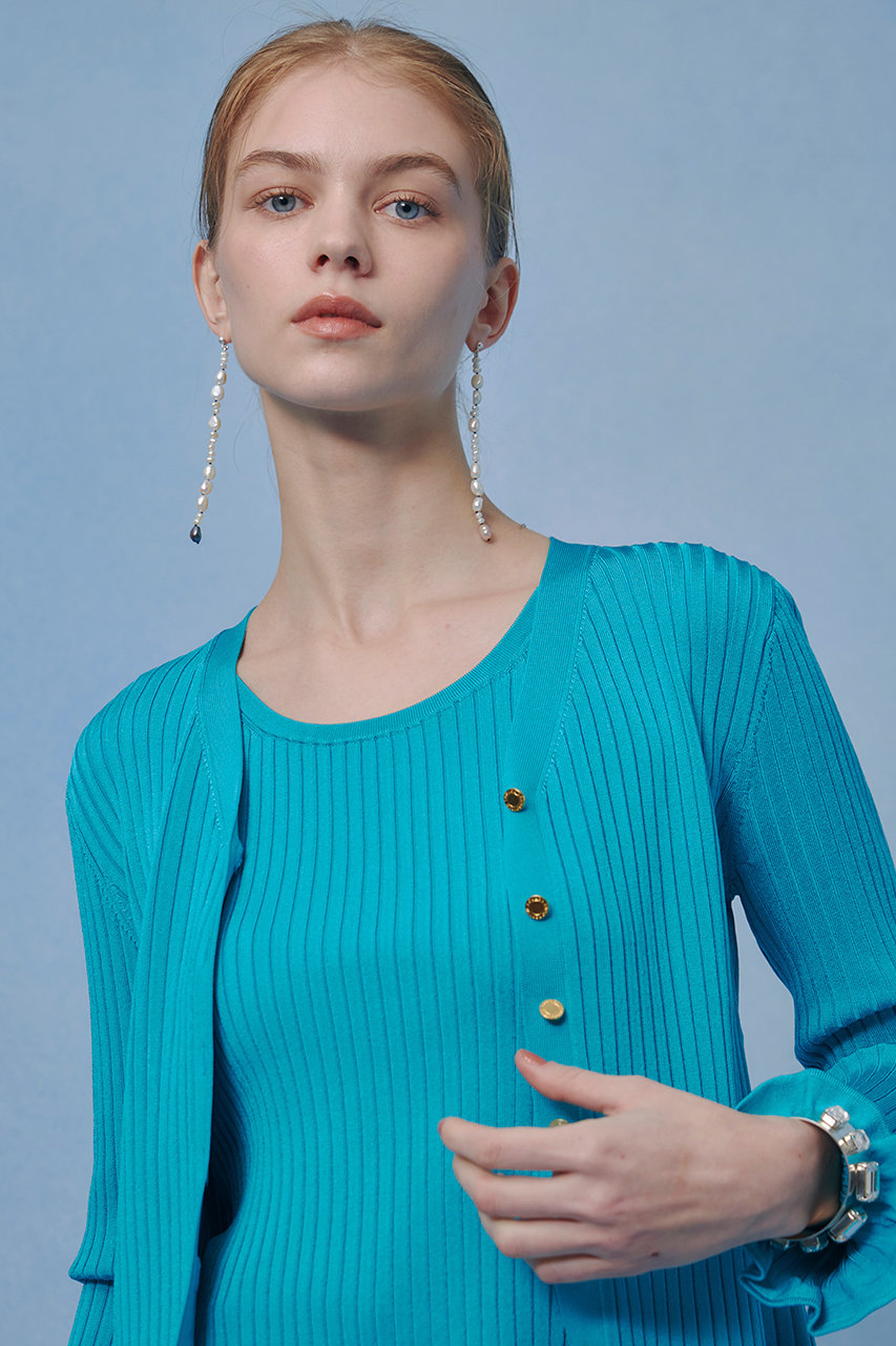 アルアバイル/allurevilleの【予約販売】【LOULOU WILLOUGHBY】ワイドリブヘムフリルカーディガン(グリーン/21261016230-70-020)