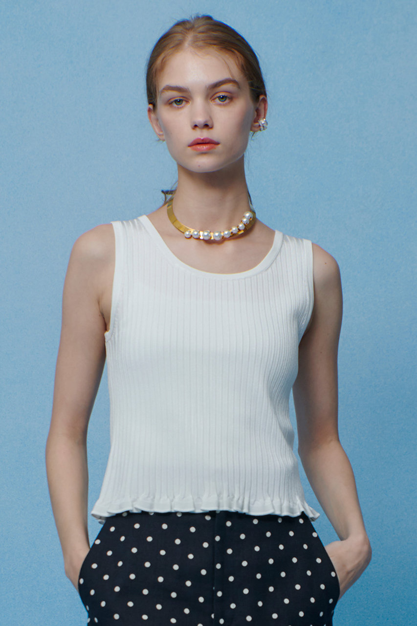 アルアバイル/allurevilleの【予約販売】【LOULOU WILLOUGHBY】ワイドリブヘムフリルタンク(ホワイト/21261016240-70-020)