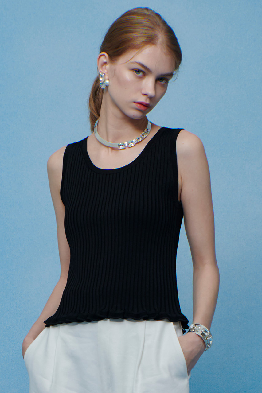 アルアバイル/allurevilleの【予約販売】【LOULOU WILLOUGHBY】ワイドリブヘムフリルタンク(ブラック/21261016240-70-020)