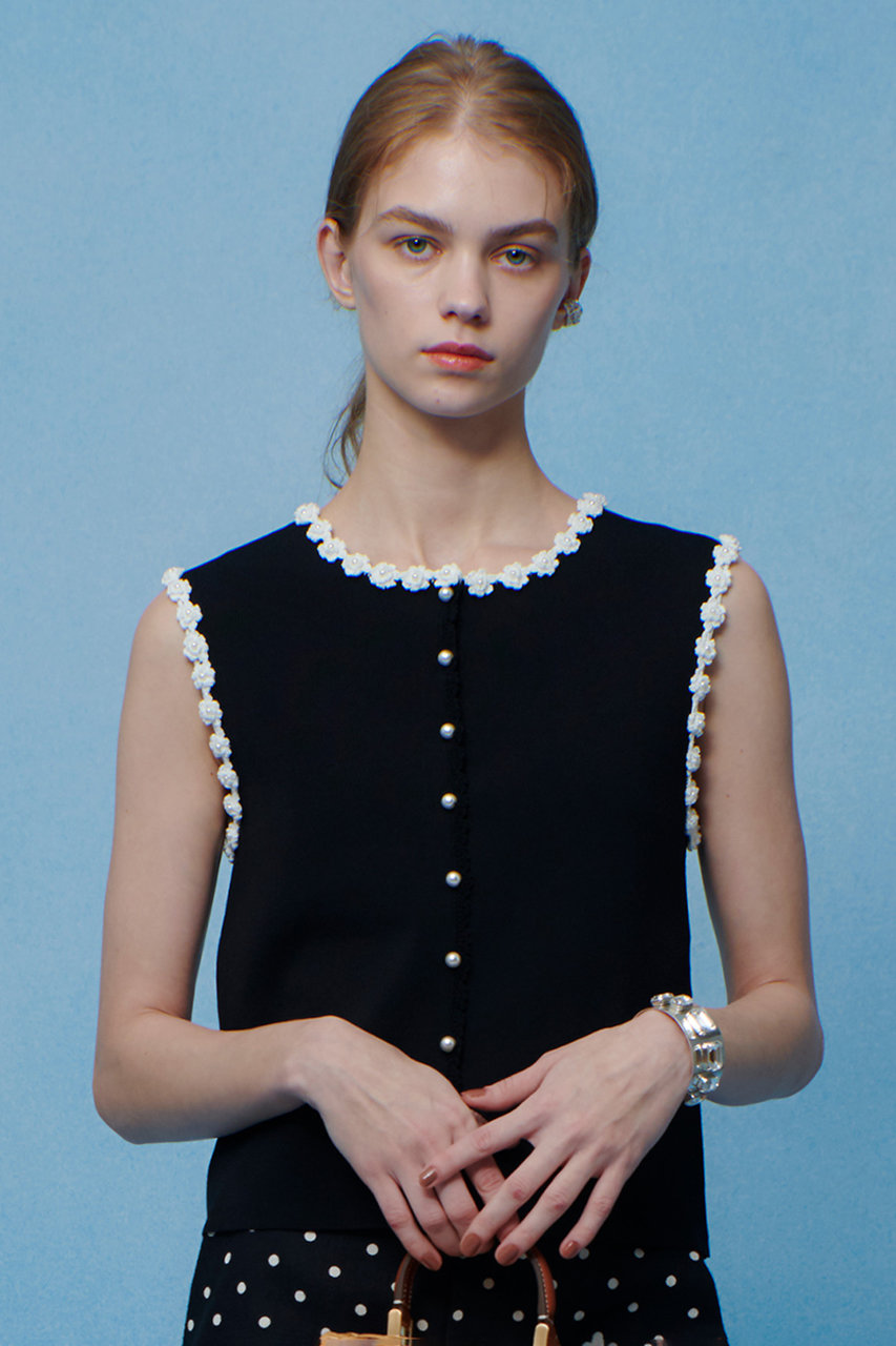 アルアバイル/allurevilleの【予約販売】【LOULOU WILLOUGHBY】クロッシェフラワートリミングプルオーバー(ブラック系/21261016250-98-020)