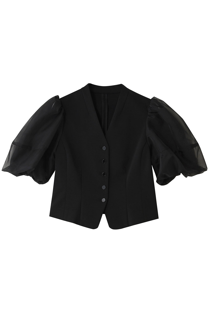 アルアバイル/allurevilleの【LOULOU WILLOUGHBY】ジレドッキングオーガンスリーブトップス(ブラック/21261015060-95-020)