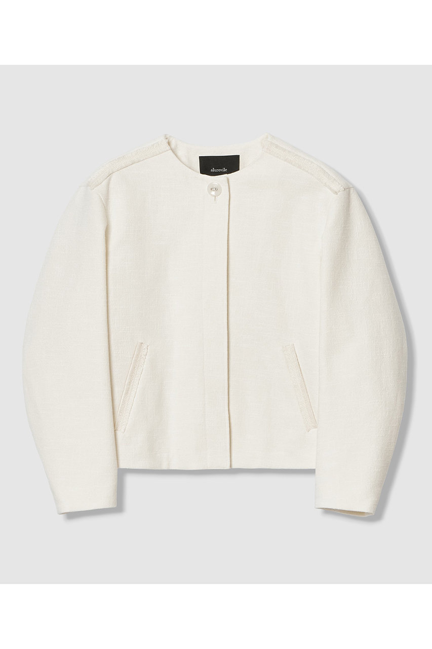 アルアバイル/allurevilleのミックスツイードノーカラージャケット(オフホワイト/20261010050-02-020)