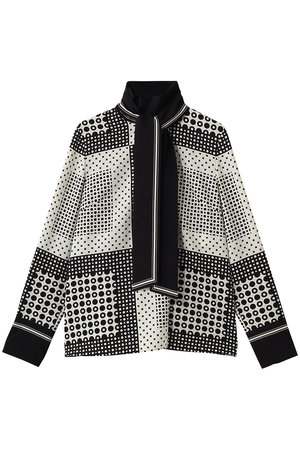 アルアバイル/allurevilleの幾何プリントボウタイブラウス(110400/110403)