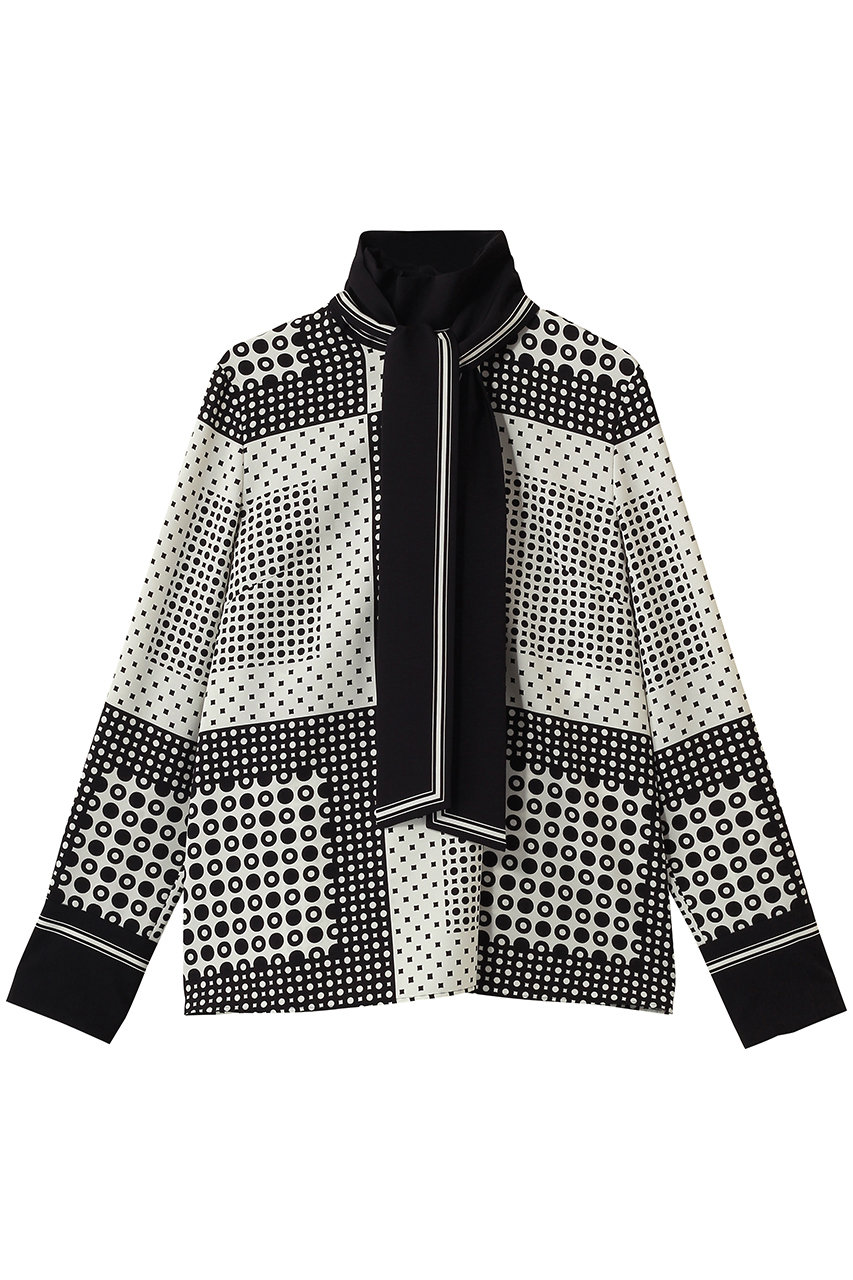 アルアバイル/allurevilleの幾何プリントボウタイブラウス(ホワイト/20261013040-05-020)