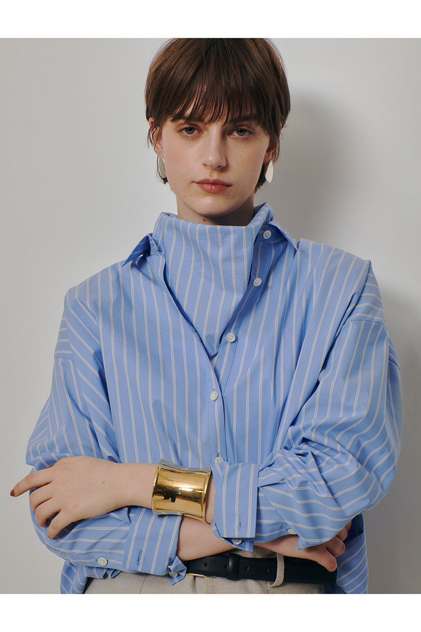アルアバイル/allurevilleのストライプスカーフ付バルーンシャツ(ブルー/20261013250-61-020)