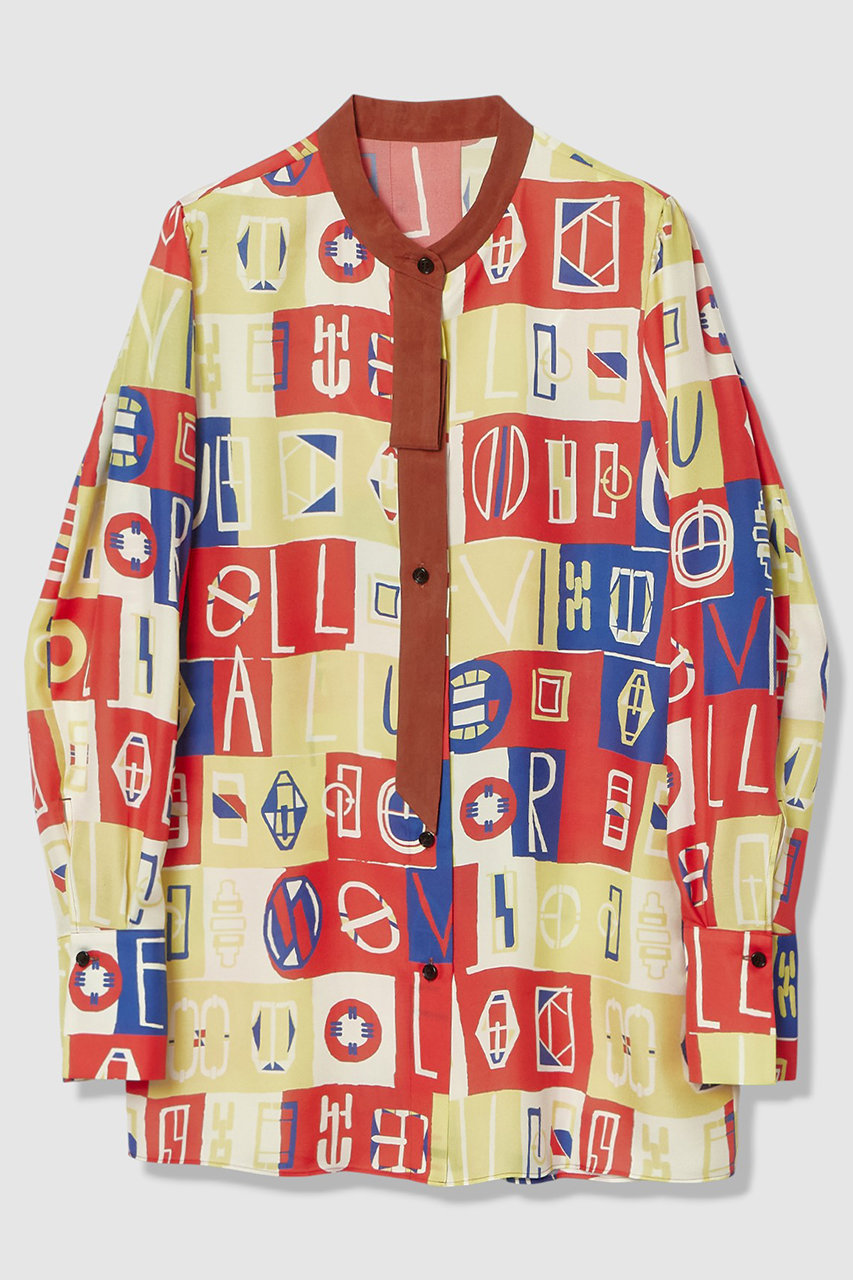 アルアバイル/allurevilleのパッチワークプリントボウブラウス(レッド/20261013260-81-020)