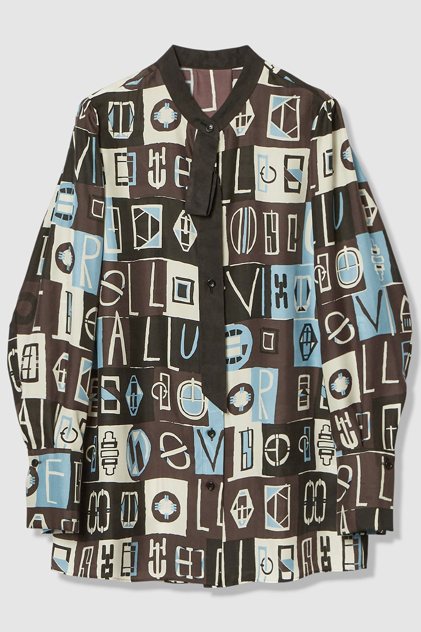 パッチワークプリントボウブラウス