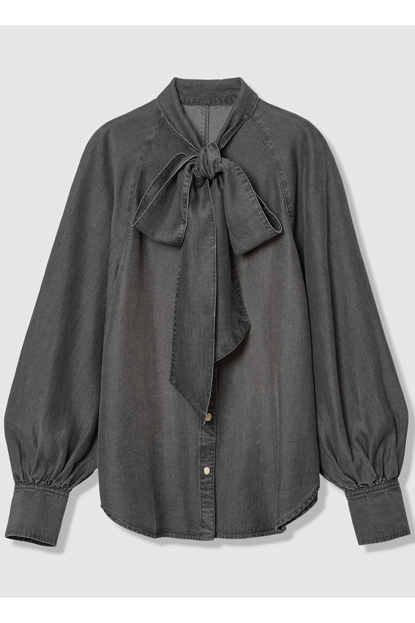 アルアバイル/allurevilleの【WEB・一部店舗別注】デニムボウブラウス(ブラック系/20261013900-98-020)