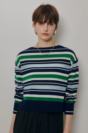 アルアバイル/allurevilleの【予約販売】異素材MIXマルチボーダープルオーバー(110300/110301)