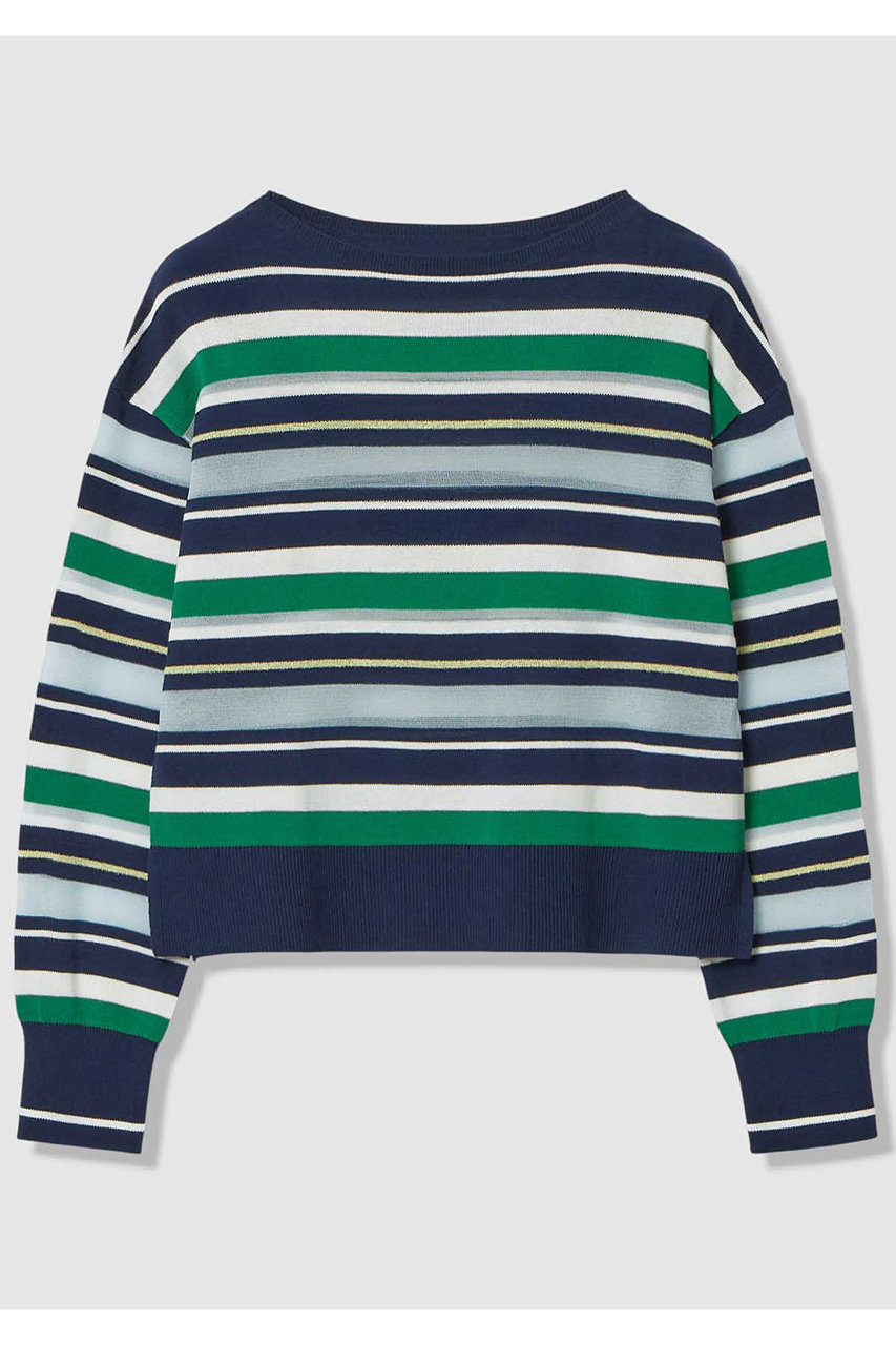 アルアバイル/allurevilleの【予約販売】異素材MIXマルチボーダープルオーバー(グリーン系/20261016250-74-020)