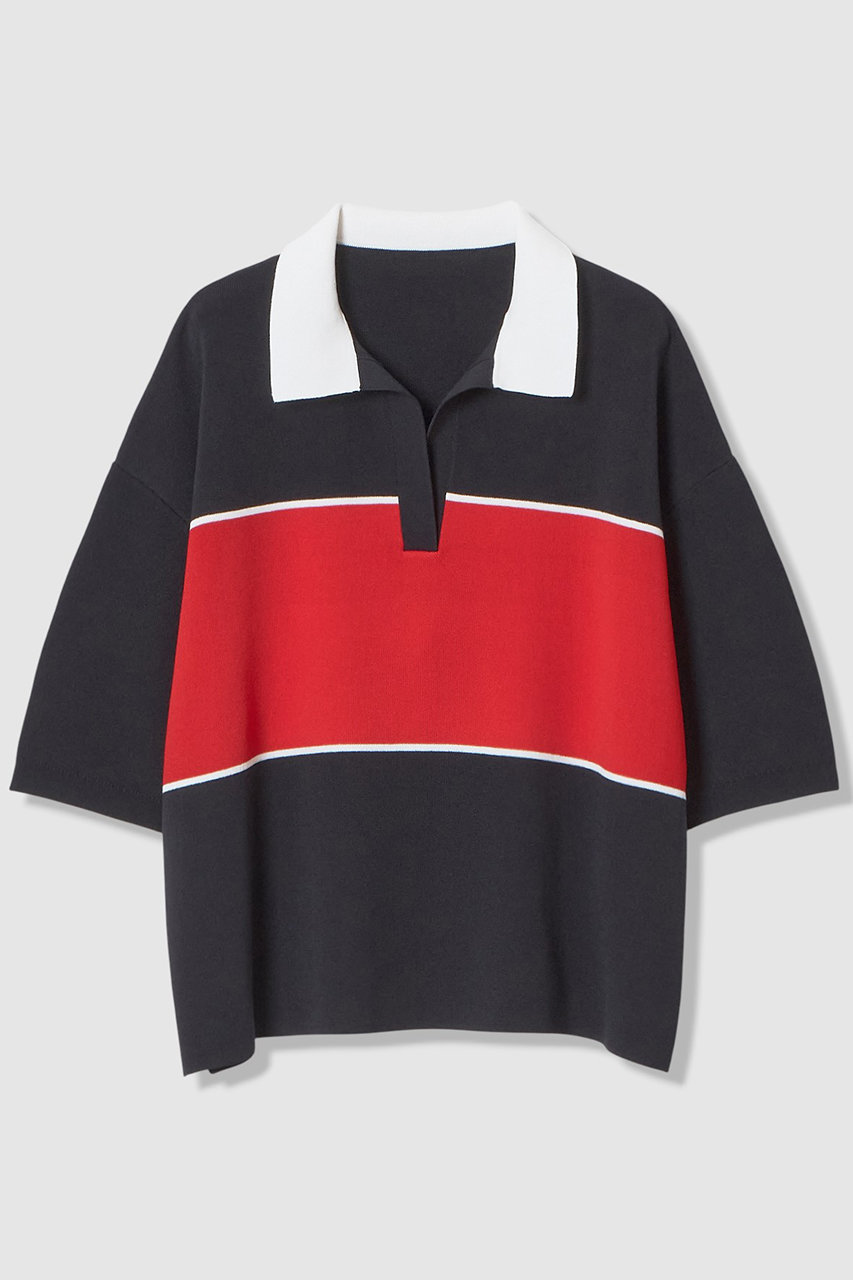 アルアバイル/allurevilleのボーダーポロ プルオーバー(ネイビー1/20261016290-98-020)