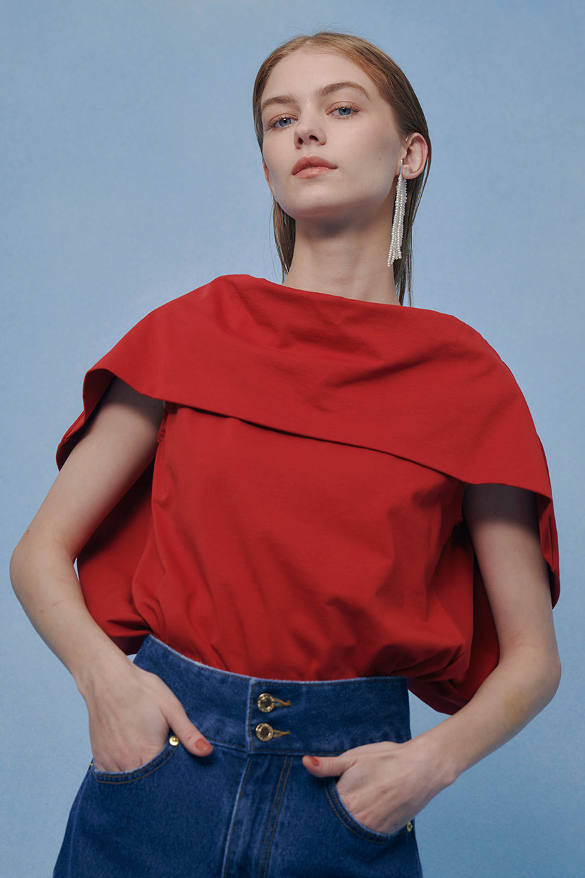 アルアバイル/allurevilleの【LOULOU WILLOUGHBY】ケープデコルテトップス(レッド/21261015070-65-020)