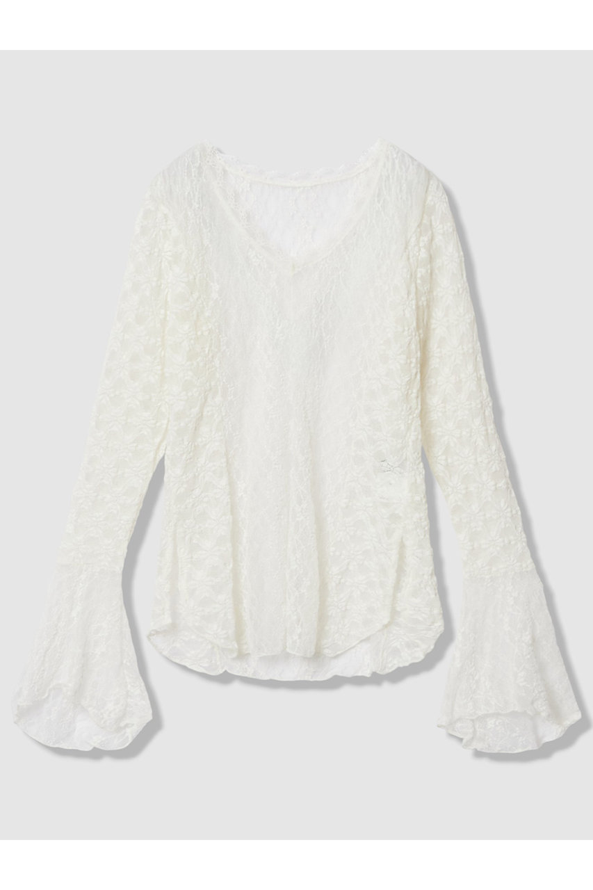 アルアバイル/allurevilleの【LOULOU WILLOUGHBY】ベルスリーブレースプルオーバー(オフホワイト/21261015040-95-020)