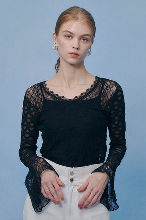 アルアバイル/allurevilleの【予約販売】【LOULOU WILLOUGHBY】ベルスリーブレースプルオーバー(110100/110103)