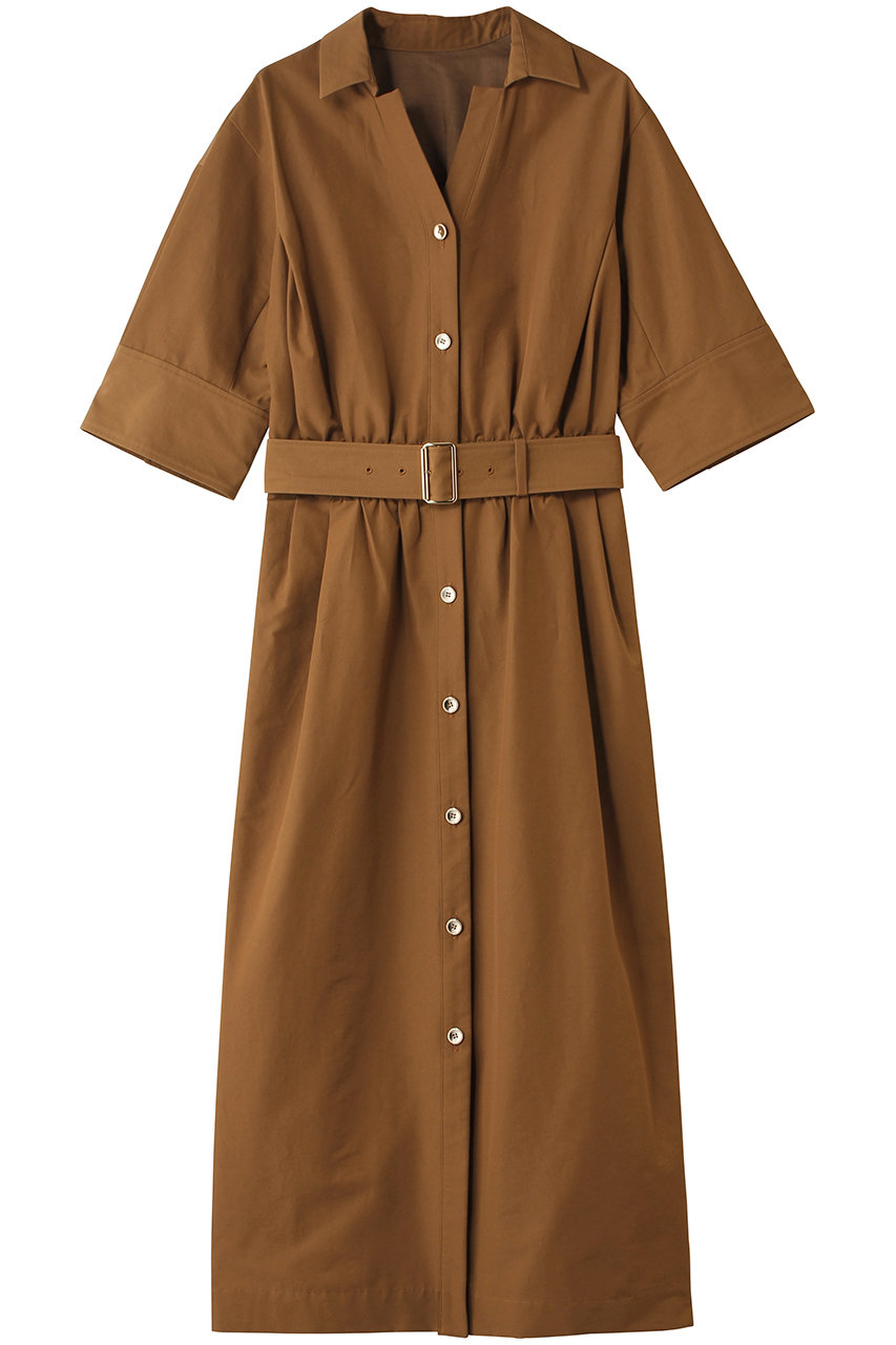 アルアバイル/allurevilleの【LOULOU WILLOUGHBY】ナイロンコットンクロスシャツワンピース(キャメル/21261014210-84-020)