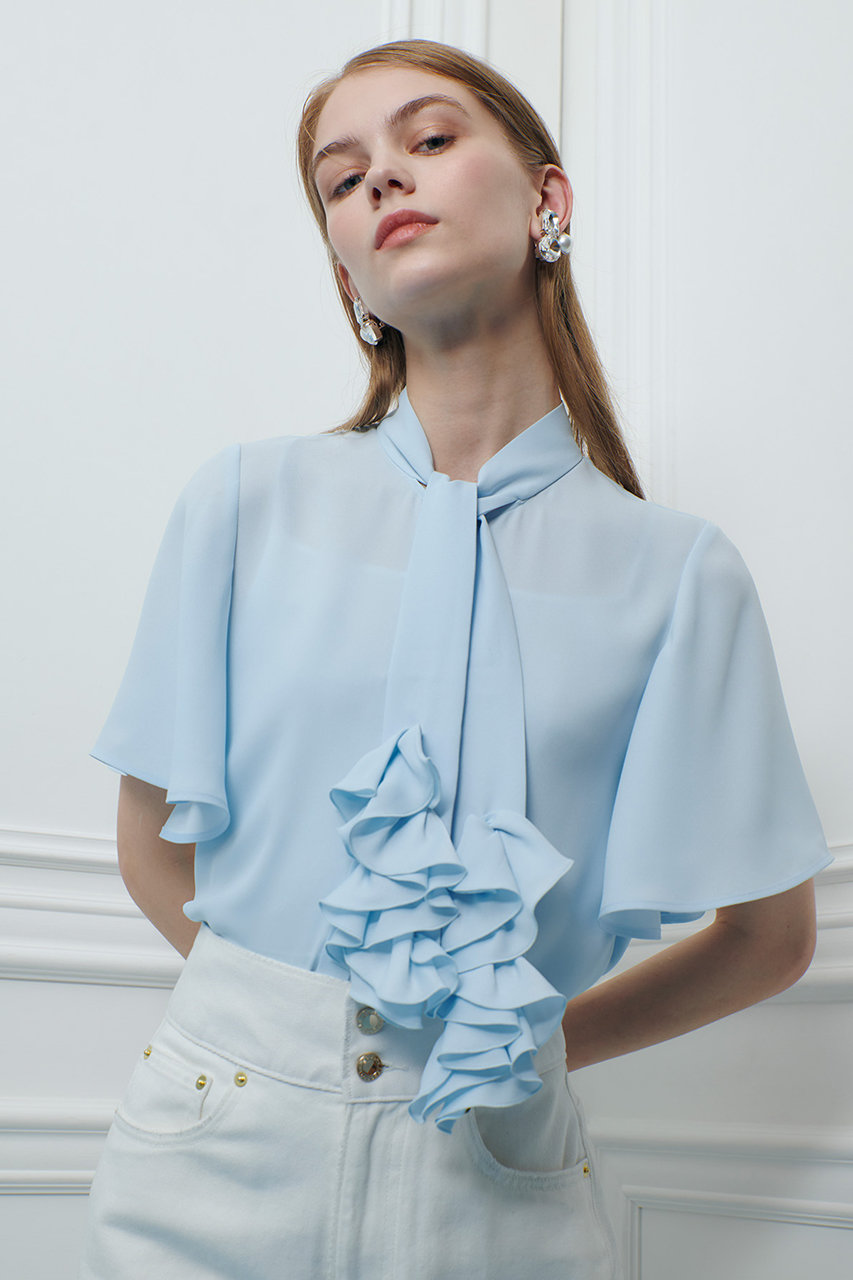 アルアバイル/allurevilleの【予約販売】【LOULOU WILLOUGHBY】ペタルフリルフレアスリーブブラウス(サックス/21261013250-63-020)