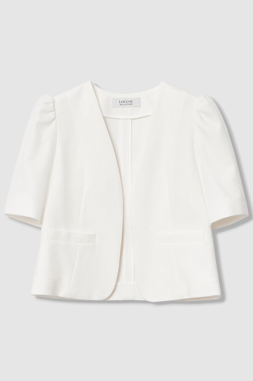 アルアバイル/allurevilleの【LOULOU WILLOUGHBY】ブライトリネン半袖ジャケット(ホワイト/21261010410-01-020)