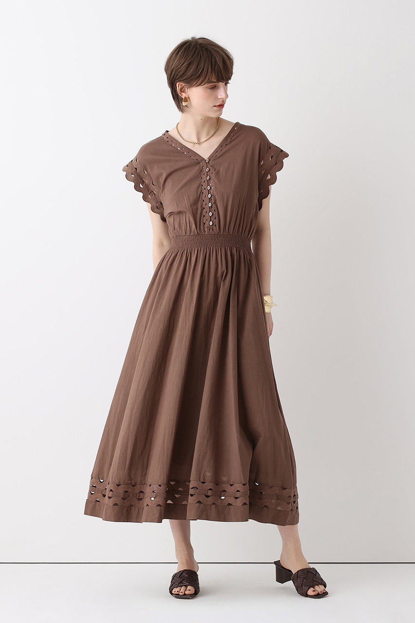 アルアバイル/allurevilleの【予約販売】ウェーブレースフレンチスリーブワンピース(ブラウン/20261014190-81-020)