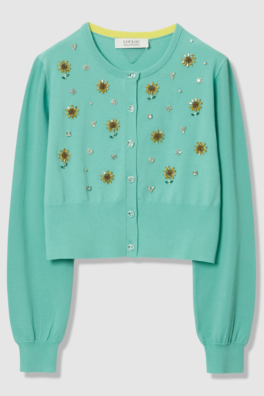 アルアバイル/allurevilleの【予約販売】〈WEB 一部店舗限定〉【LOULOU WILLOUGHBY】サンフラワービジューカーディガン(ターコイズ/21261016360-95-020)
