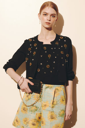 アルアバイル/allurevilleの【予約販売】〈WEB 一部店舗限定〉【LOULOU WILLOUGHBY】サンフラワービジューカーディガン(110300/110303)