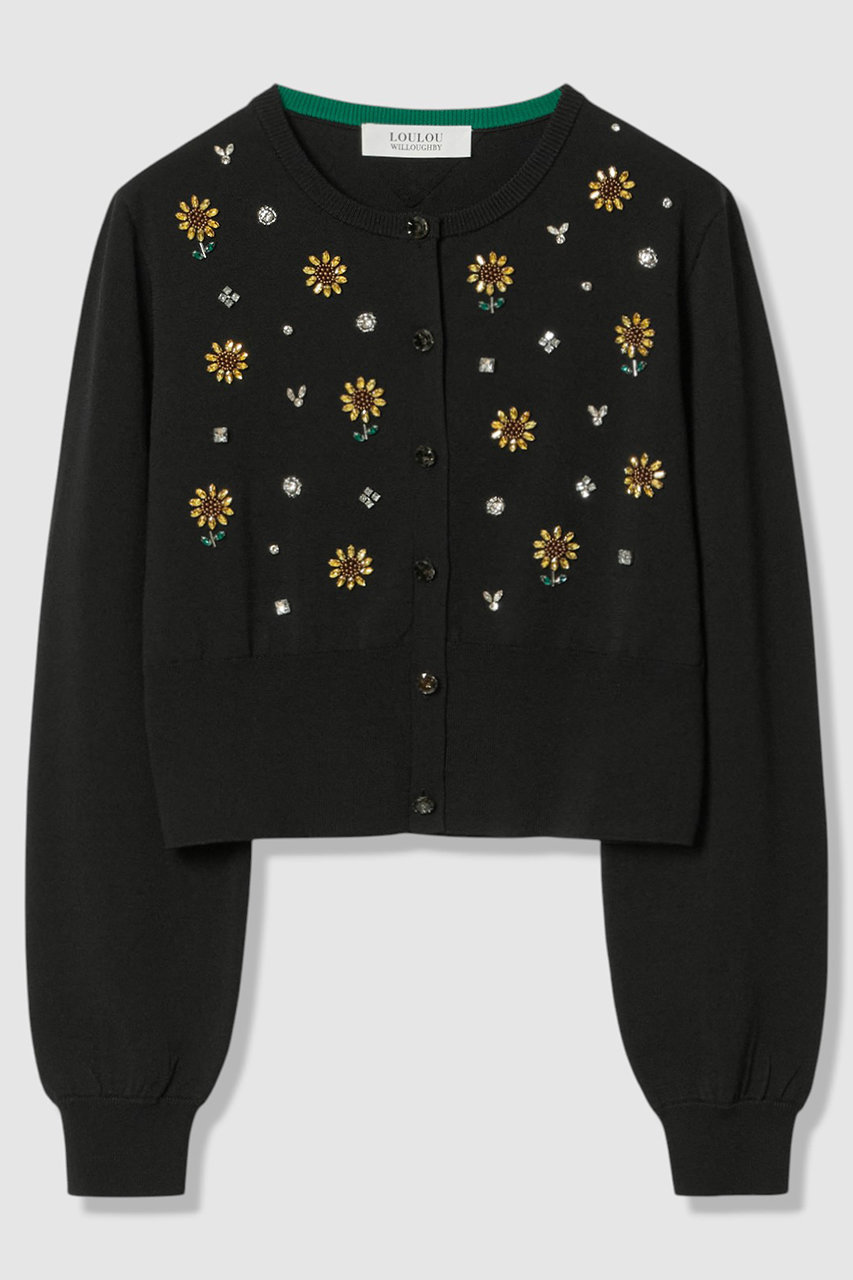アルアバイル/allurevilleの【予約販売】〈WEB 一部店舗限定〉【LOULOU WILLOUGHBY】サンフラワービジューカーディガン(ブラック/21261016360-95-020)