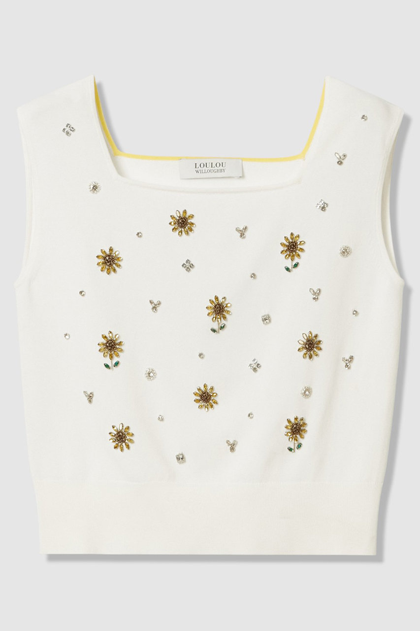 アルアバイル/allurevilleの【予約販売】〈WEB 一部店舗限定〉【LOULOU WILLOUGHBY】サンフラワービジュータンクトップ(オフホワイト/21261016370-95-020)