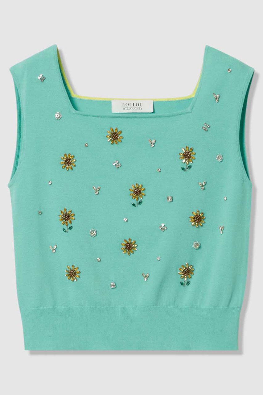 アルアバイル/allurevilleの【予約販売】〈WEB 一部店舗限定〉【LOULOU WILLOUGHBY】サンフラワービジュータンクトップ(ターコイズ/21261016370-95-020)