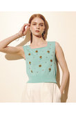 〈WEB 一部店舗限定〉【LOULOU WILLOUGHBY】サンフラワービジュータンクトップ アルアバイル/allureville