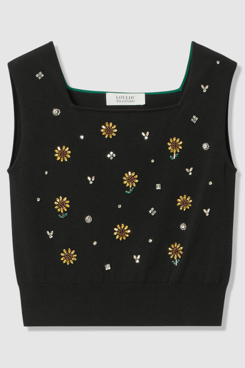 アルアバイル/allurevilleの【予約販売】〈WEB 一部店舗限定〉【LOULOU WILLOUGHBY】サンフラワービジュータンクトップ(ブラック/21261016370-95-020)