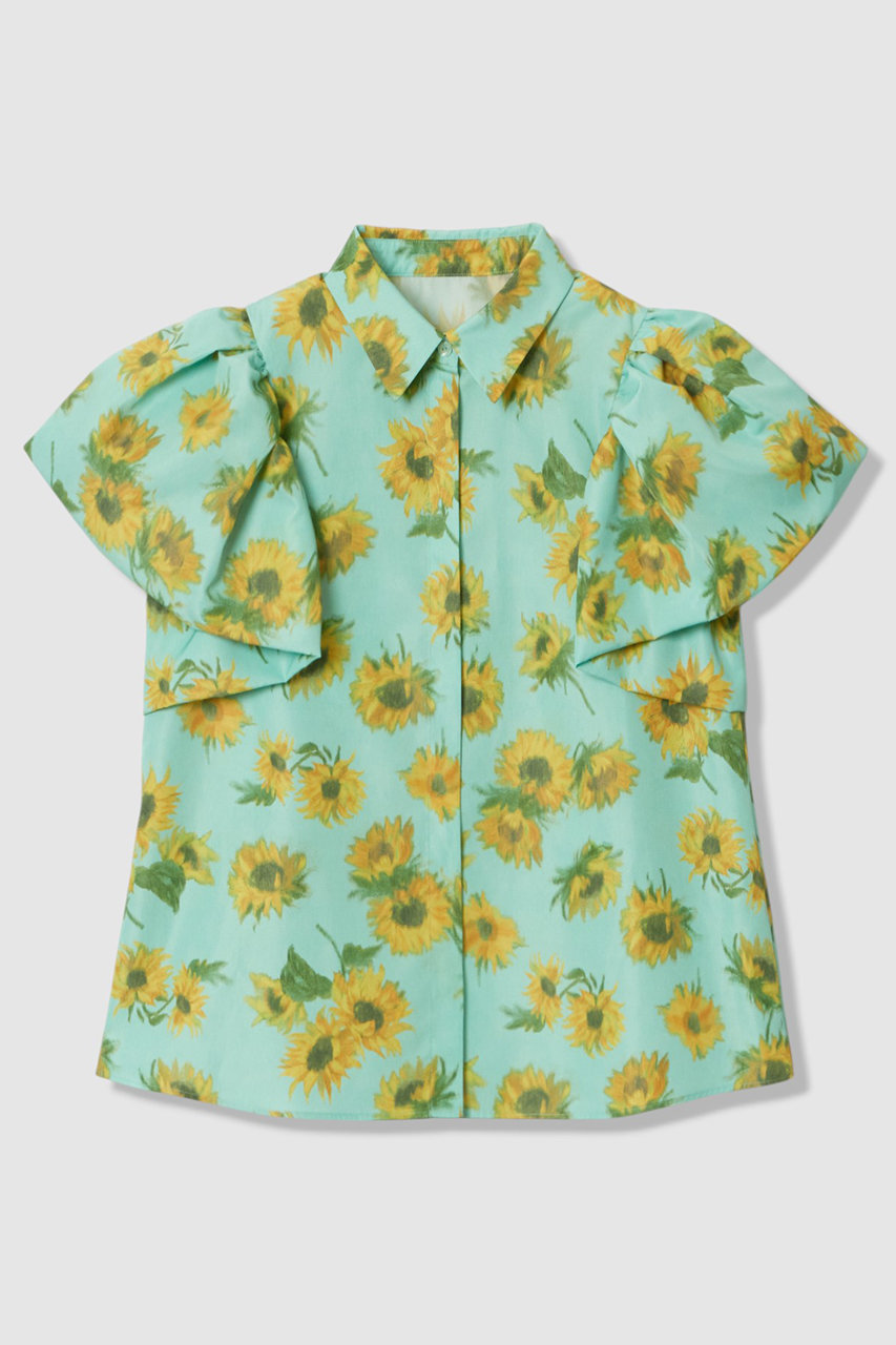 アルアバイル/allurevilleの【予約販売】【LOULOU WILLOUGHBY】サンフラワープリントバルーンスリーブシャツ(グリーン系/21261013310-98-020)