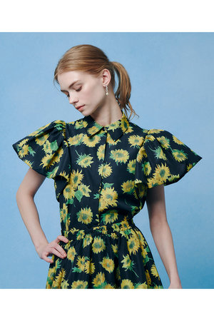 アルアバイル/allurevilleの【予約販売】【LOULOU WILLOUGHBY】サンフラワープリントバルーンスリーブシャツ(110400/110402)