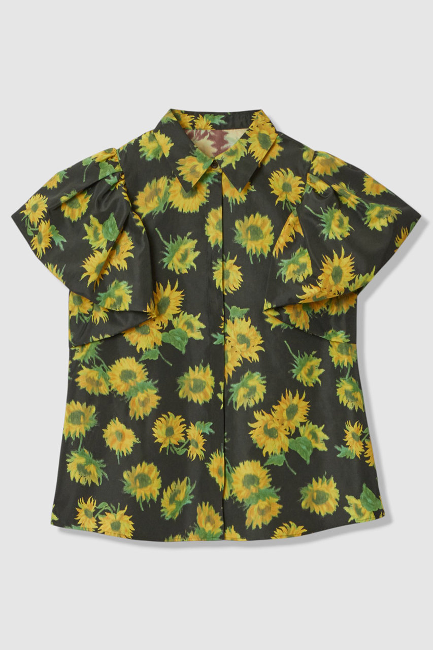 アルアバイル/allurevilleの【予約販売】【LOULOU WILLOUGHBY】サンフラワープリントバルーンスリーブシャツ(ブラック系/21261013310-98-020)