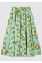 【予約販売】【LOULOU WILLOUGHBY】サンフラワープリントギャザースカート アルアバイル/allureville グリーン系