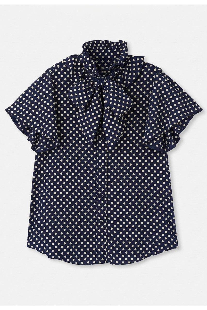 アルアバイル/allurevilleの【予約販売】【LOULOU WILLOUGHBY】デシンドットフレアスリーブブラウス(ネイビー/21262013400-95-020)