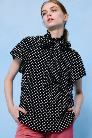 アルアバイル/allurevilleの【予約販売】【LOULOU WILLOUGHBY】デシンドットフレアスリーブブラウス(110400/110402)