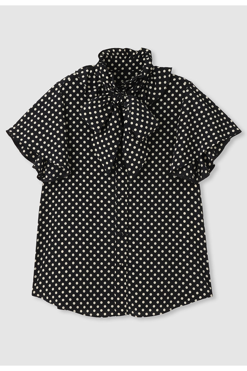 アルアバイル/allurevilleの【予約販売】【LOULOU WILLOUGHBY】デシンドットフレアスリーブブラウス(ブラック/21262013400-95-020)