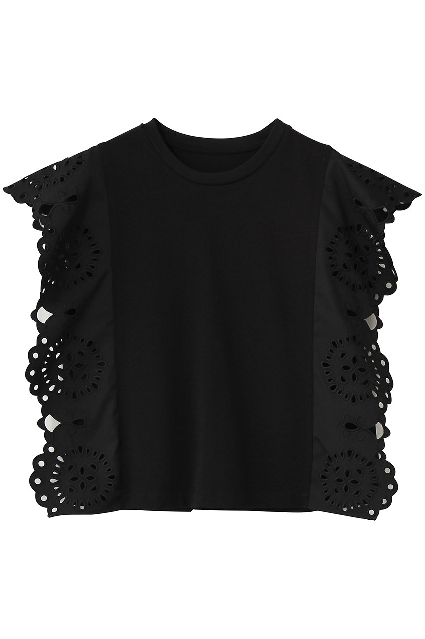 アルアバイル/allurevilleの【LOULOU WILLOUGHBY】スカラレーストリミングＴシャツ(ブラック/21261015100-02-020)