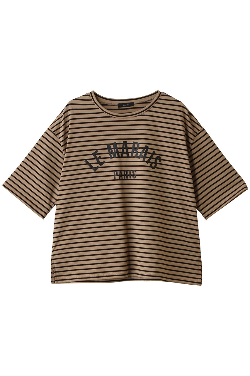 アルアバイル/allurevilleのカレッジライクロゴボーダーT(ベージュ/20262015050-61-020)