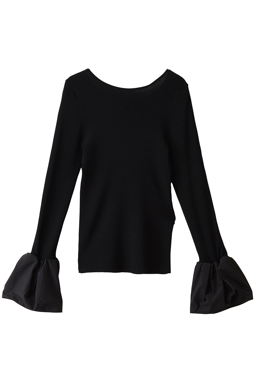 allureville チューリップスリーブ2WAYネックプルオーバー (ブラック, 2) アルアバイル ELLE SHOP