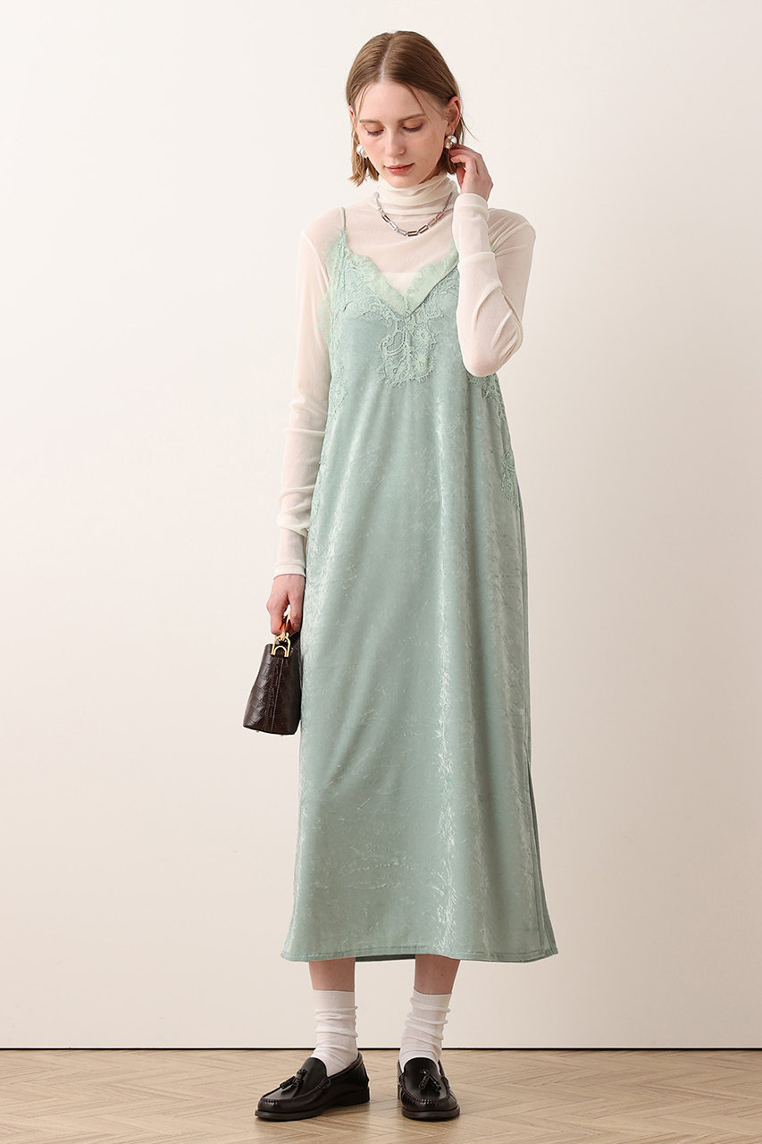 アルアバイル/allurevilleの【予約販売】ベロアレースコンビキャミワンピース(ミントグリーン/20262014170-81-020)