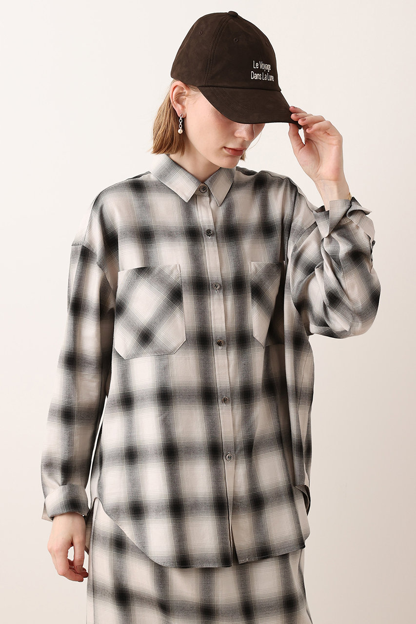 アルアバイル/allurevilleの【予約販売】オンブレーチェックシャツ(ブラック系/20262013050-98-020)