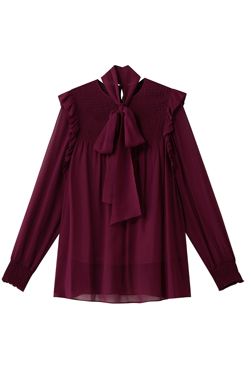 アルアバイル/allurevilleの【LOULOU WILLOUGHBY】シルクシフォンシャーリングブラウス(ボルドー/21262013110-44-020)