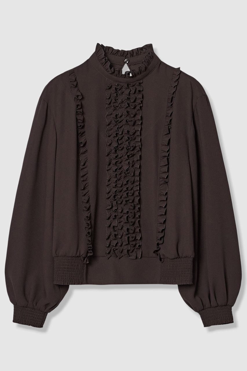 allureville 【LOULOU WILLOUGHBY】◇スタンドフリルシャーリングブラウス (ブラウン, 2) アルアバイル ELLE SHOP