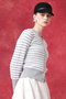 【予約販売】【LOULOU WILLOUGHBY】フェザーボーダーキーネックカーディガン アルアバイル/allureville